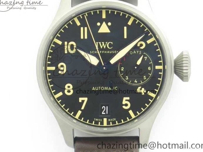 MIROTIME 0306 Big Pilot IW501004 Titanium ZF 1:1 Best Edition Black Dial On Brown Leather Strap A ZeroBulk 7212